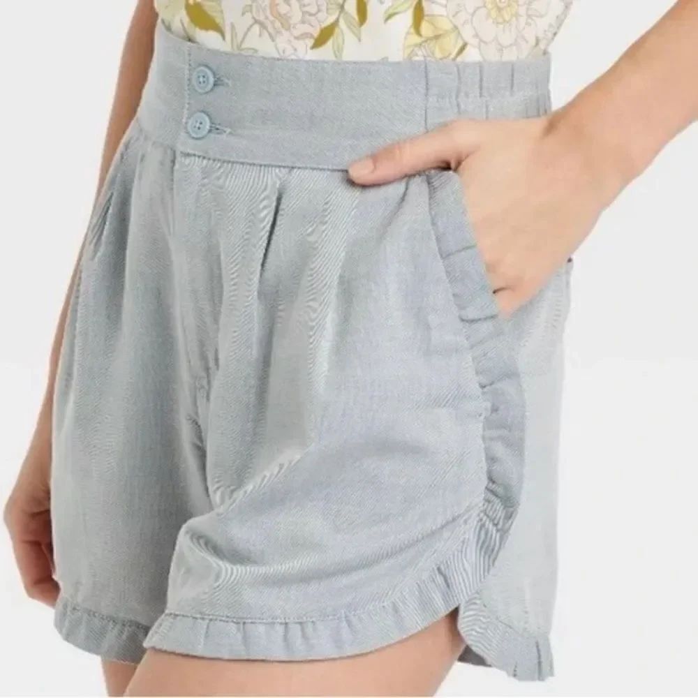 Who What Wear 18W 20W 24W shorts blue black ruffle cotton